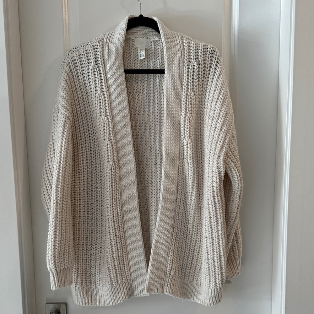 H&M Cream Knit Open-Front Cardigan